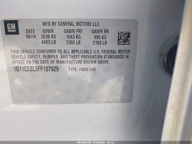 Chevrolet lkw 2015 1G11C5SL3FF107929 Image 9