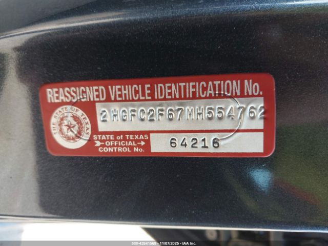 2021 HONDA CIVIC 2HGFC2F67MH554762 Photo 8