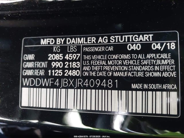 WDDWF4JBXJR409481 Mercedes-Benz m274