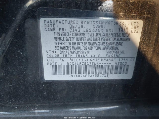 3N1AB7AP3JY324718 Nissan 2018