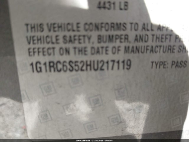 1G1RC6S52HU217119 Chevrolet l3a - di: direct injectio, vvt: variable valve timing, hybrid, gen 1