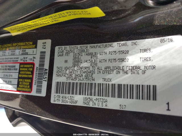 5TFAW5F16JX759194 Toyota 3ur-fbe