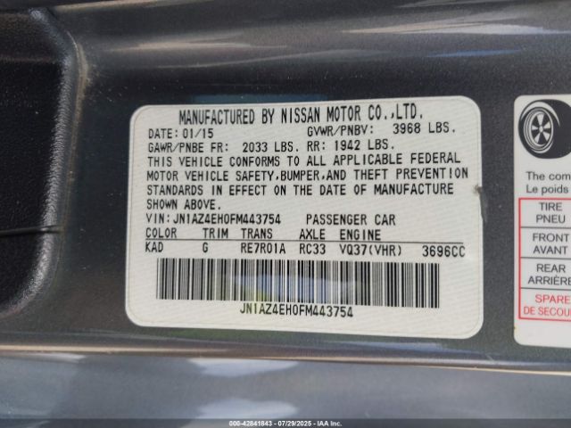 2015 NISSAN 370Z JN1AZ4EH0FM443754 Photo 8