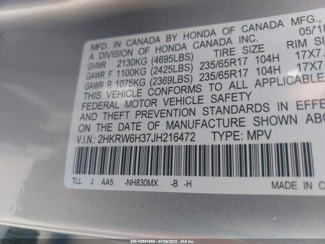 2HKRW6H37JH216472 Honda k24w9/k24v9