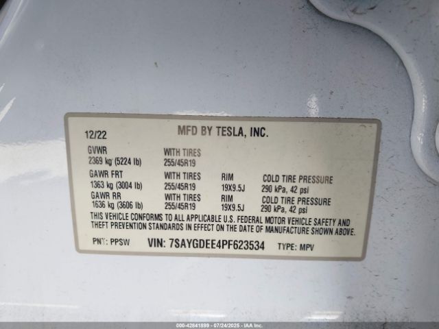 2023 TESLA MODEL Y 7SAYGDEE4PF623534 Photo 8