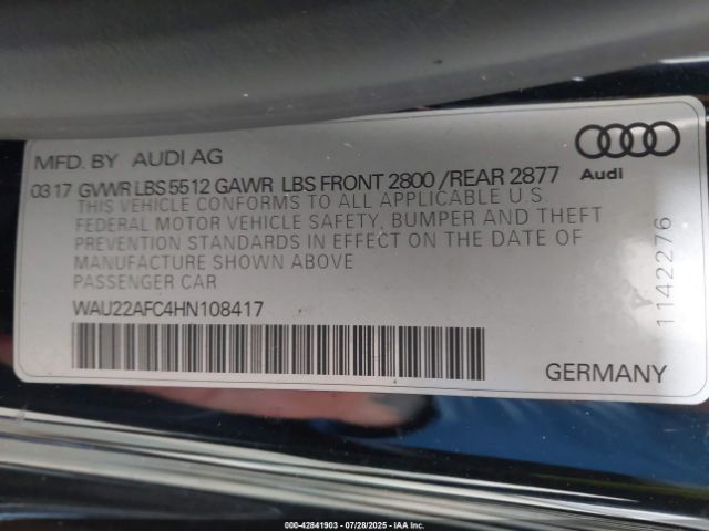 2017 AUDI A7 WAU22AFC4HN108417 Photo 8