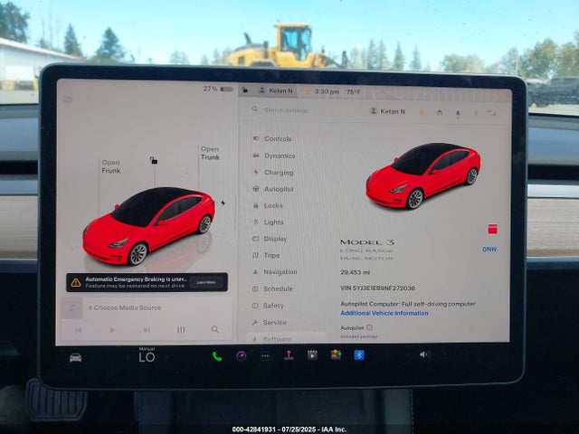 5YJ3E1EB9NF272036 Tesla MODEL 3