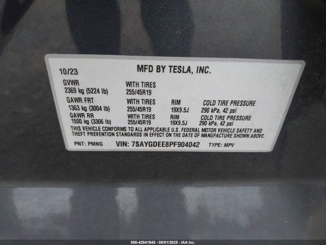 7SAYGDEE8PF904042 Tesla Model Y