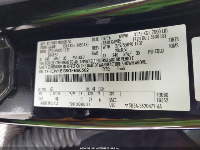 Ford 2016 2016 1FTEW1EG8GFB66502 Image 9
