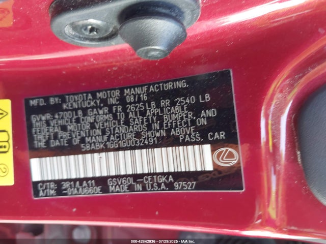 58ABK1GG1GU032491 Lexus 2gr-fe