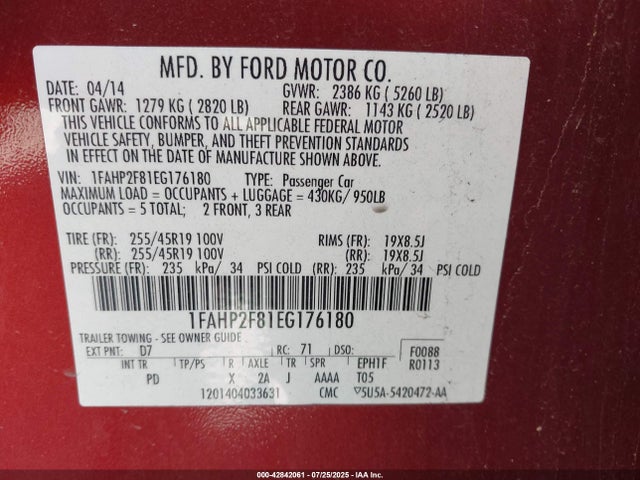 1FAHP2F81EG176180 Ford 2014