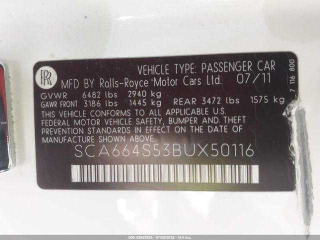 2011 ROLLS-ROYCE GHOST SCA664S53BUX50116 Photo 8