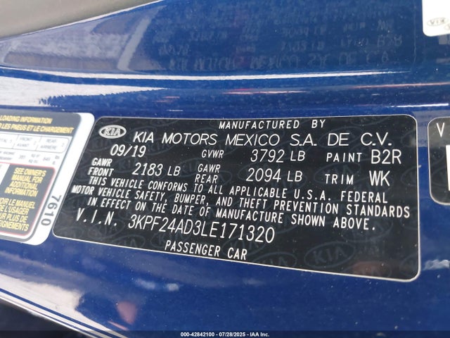3KPF24AD3LE171320 KIA mpi nu