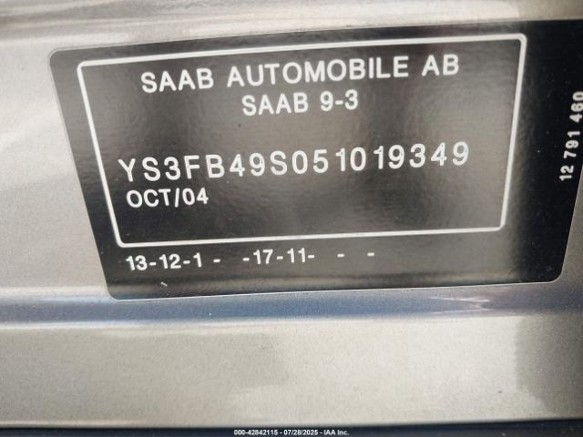2005 SAAB 9-3 YS3FB49S051019349 Photo 8
