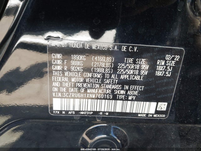 3CZRU6H1XNM760169 Honda r18z9