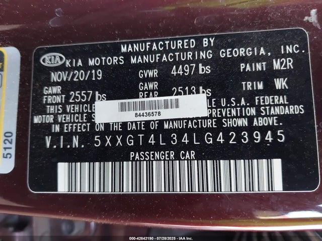 5XXGT4L34LG423945 KIA gdi