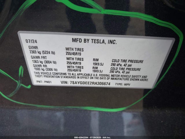 2024 TESLA MODEL Y 7SAYGDEE2RA306674 Photo 8
