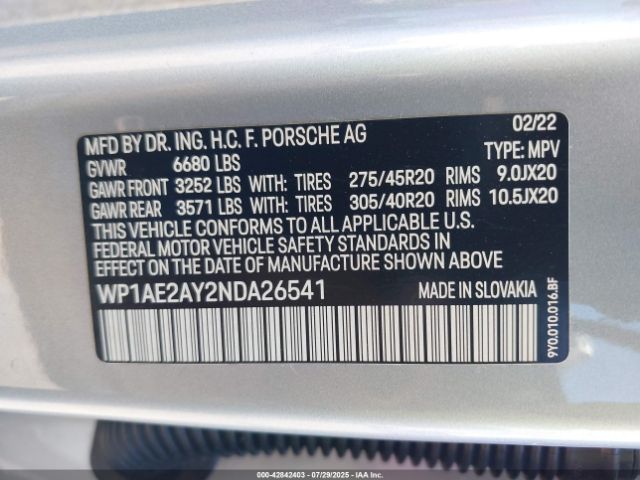 2022 PORSCHE CAYENNE E-HYBRID WP1AE2AY2NDA26541 Photo 8