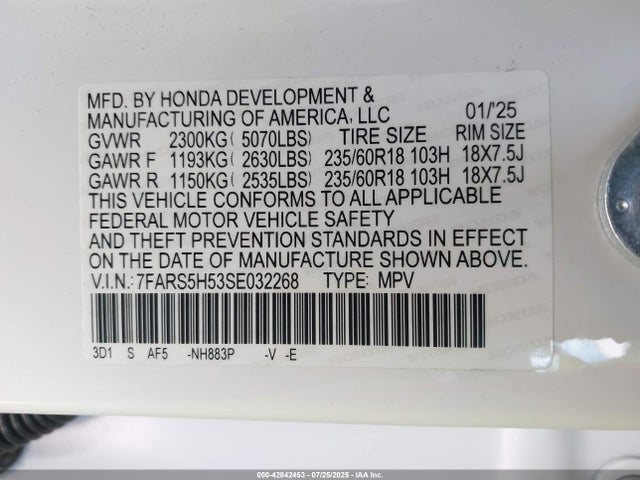 Honda lfc3 2025 7FARS5H53SE032268 Image 9