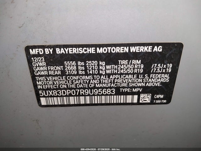 5UX83DP07R9U95683 BMW X3