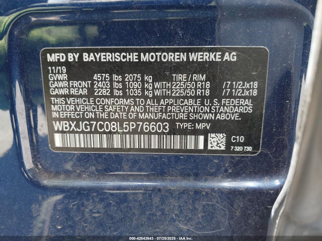 WBXJG7C08L5P76603 BMW X1