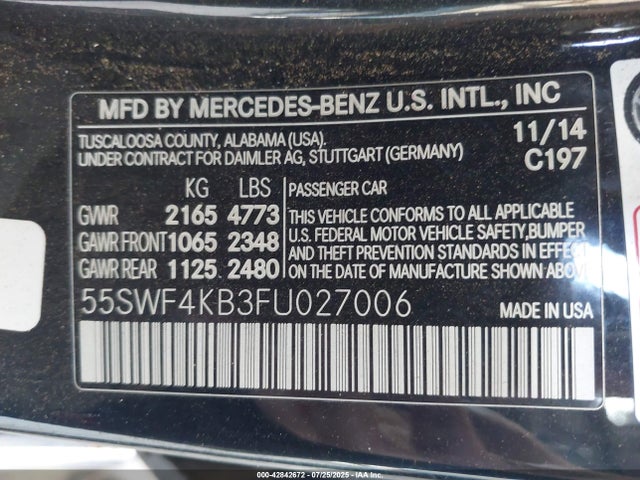 Mercedes-Benz 2015 2015 55SWF4KB3FU027006 Image 9