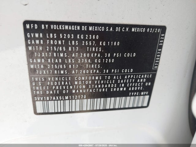 Volkswagen 2020 2020 3VV1B7AX5LM112170 Image 9