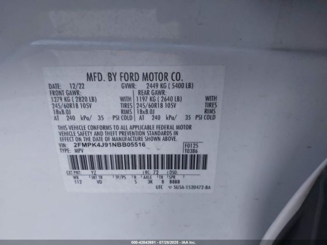 2022 FORD EDGE 2FMPK4J91NBB05516 Photo 8