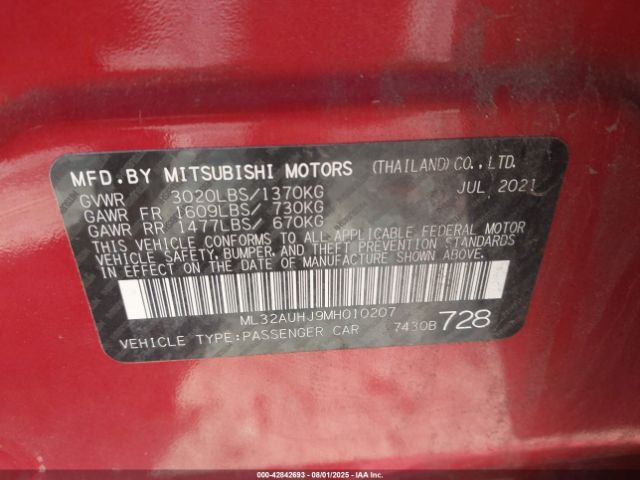 2021 MITSUBISHI MIRAGE ML32AUHJ9MH010207 Photo 8