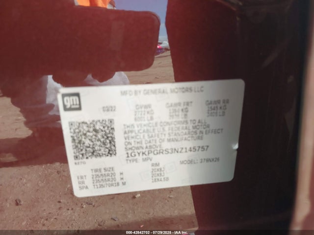2022 CADILLAC XT6 1GYKPGRS3NZ145757 Photo 8