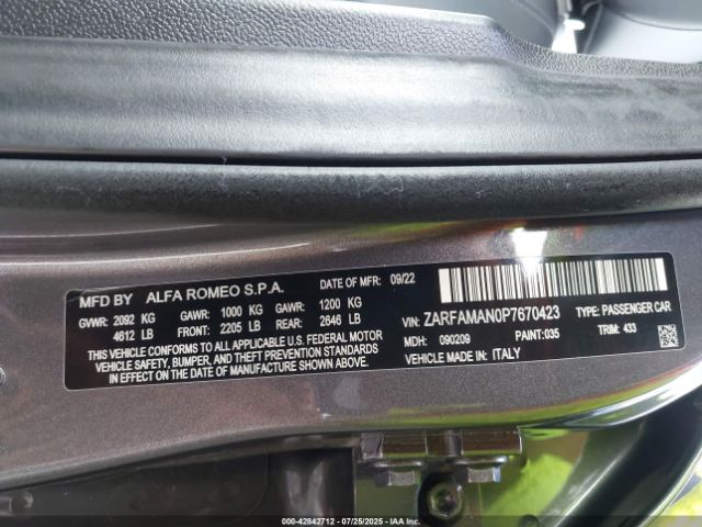 2023 ALFA ROMEO GIULIA ZARFAMAN0P7670423 Photo 8