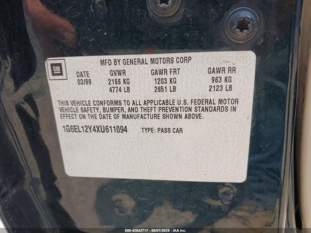 1999 CADILLAC ELDORADO 1G6EL12Y4XU611094 Photo 8