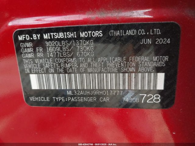 2024 MITSUBISHI MIRAGE ML32AUHJ9RH017777 Photo 8