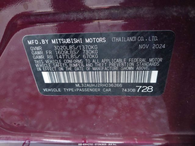 2024 MITSUBISHI MIRAGE ML32AUHJ2RH036266 Photo 8