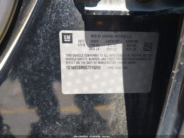 1G1BE5SM9G7319298 Chevrolet le2 - di: direct injection, alum, vvt, gen i, gmna