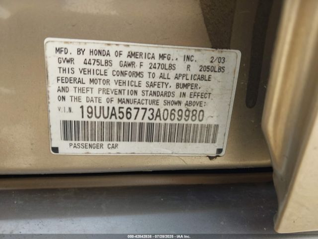 2003 ACURA TL 19UUA56773A069980 Photo 8