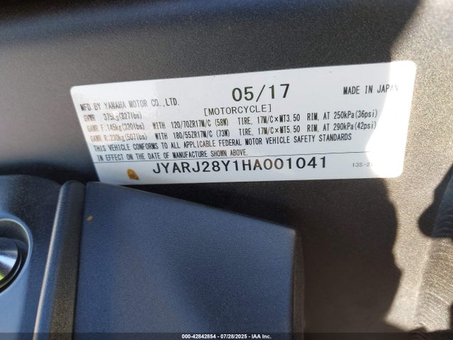 Yamaha Yzf-r6 2017 JYARJ28Y1HA001041 Image 10