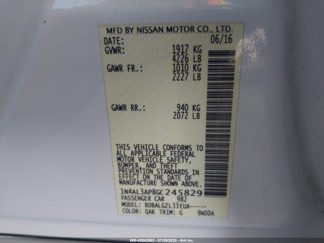 1N4AL3AP8GC245829 Nissan 2016
