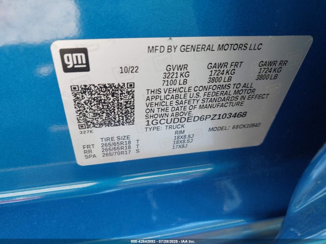 1GCUDDED6PZ103468 Chevrolet l84