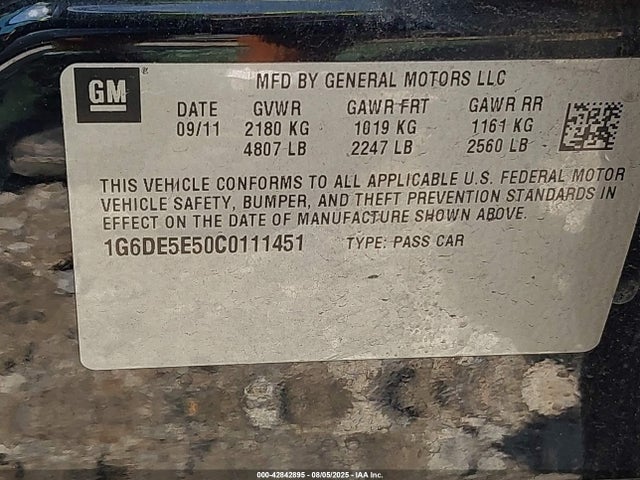 42842895 :رقم المزاد ، 1G6DE5E50C0111451 vin ، 2012 Cadillac Cts Luxury مزاد بيع