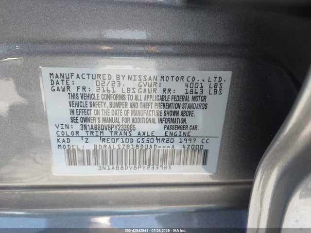 Nissan Sentra 2023 3N1AB8DV8PY233985 Image 9