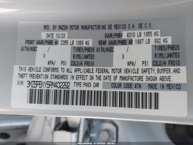 3MZBPBXY5RM402292 Mazda py turbo