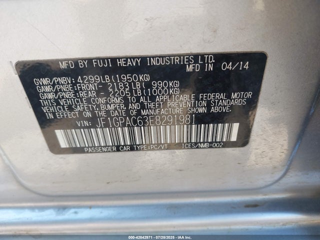 JF1GPAC63E8291981 Subaru Impreza