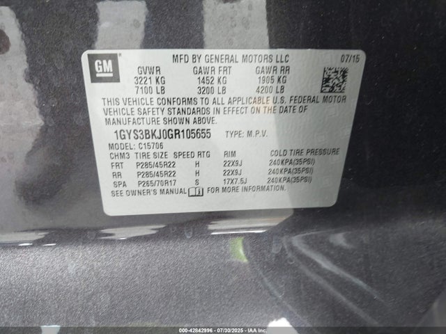 2016 CADILLAC ESCALADE 1GYS3BKJ0GR105655 Photo 8