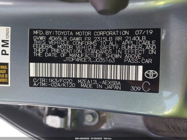 JTDP4RCE7LJ035163 Toyota m20-fks