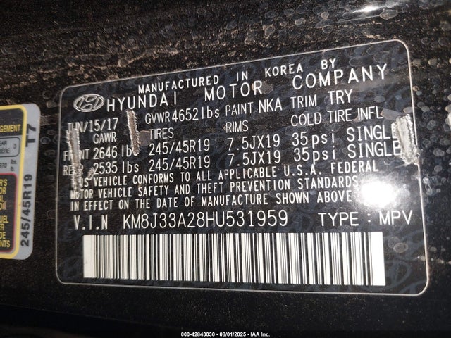 KM8J33A28HU531959 Hyundai t-gdi gamma