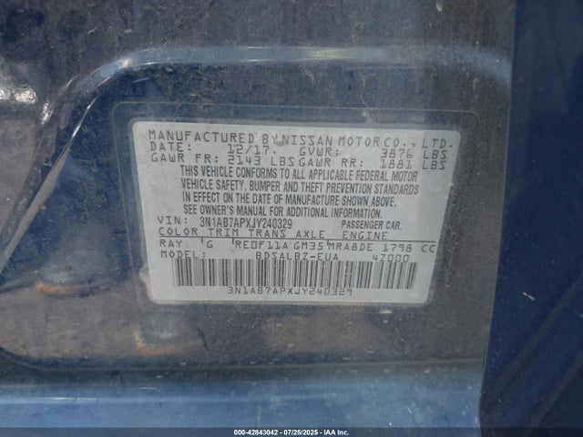 3N1AB7APXJY240329 Nissan 2018