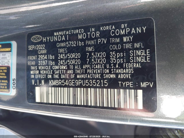 KM8R54GE9PU535215 Hyundai gdi lambda ii