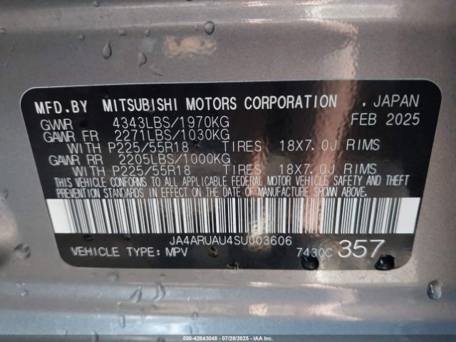 2025 MITSUBISHI OUTLANDER SPORT JA4ARUAU4SU003606 Photo 8
