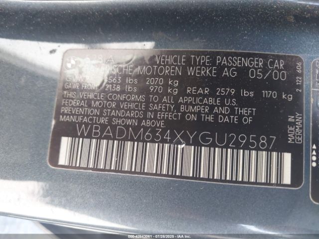 2000 BMW 528IA WBADM634XYGU29587 Photo 8